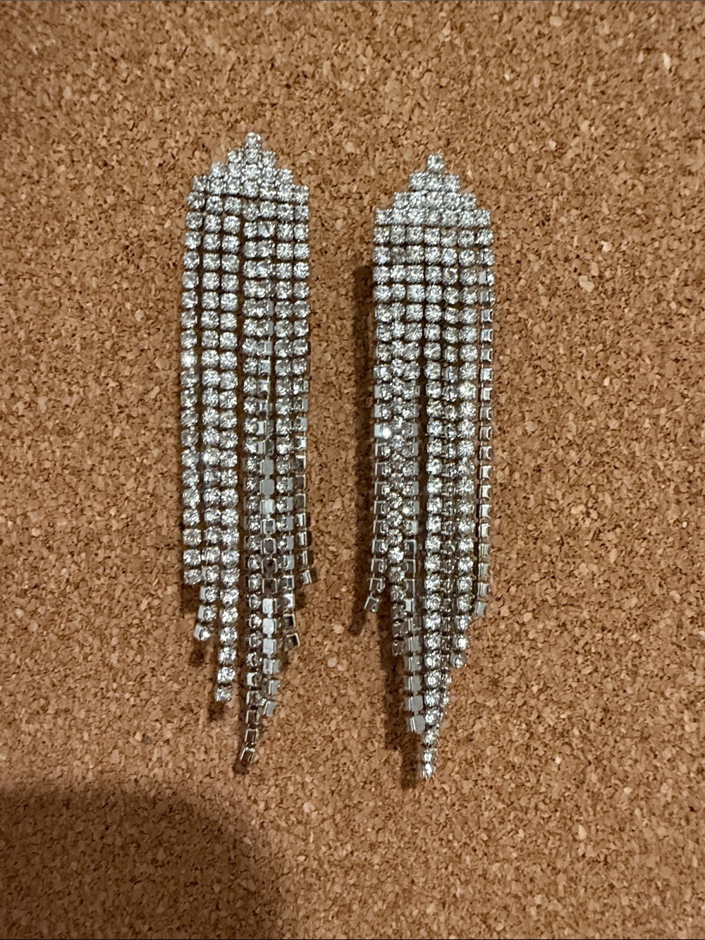 Silver Crystal Fringe Drop Earrings - Women Jewelry